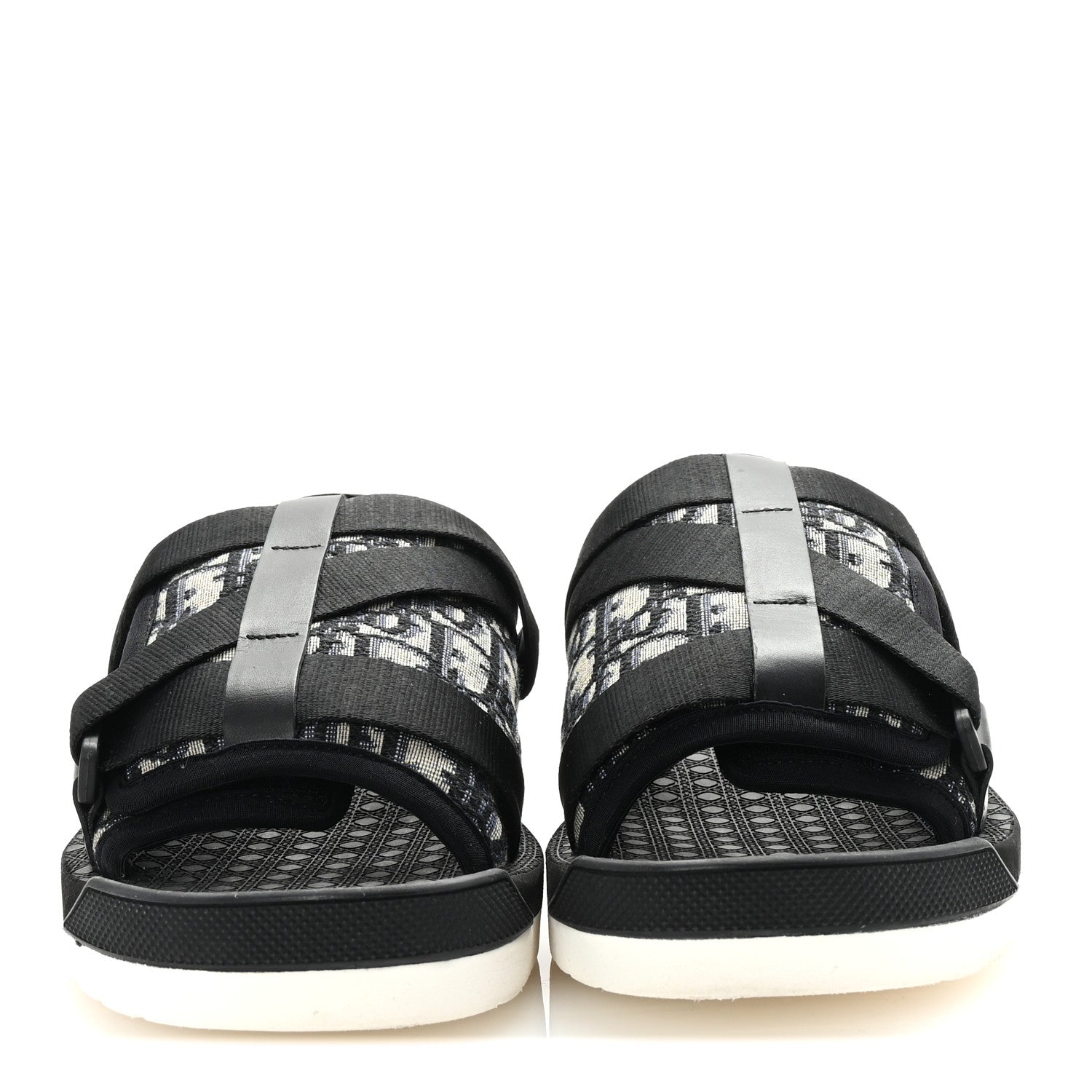 Christian Dior Oblique Jacquard Mens Alpha Sandals 41 Beige Black