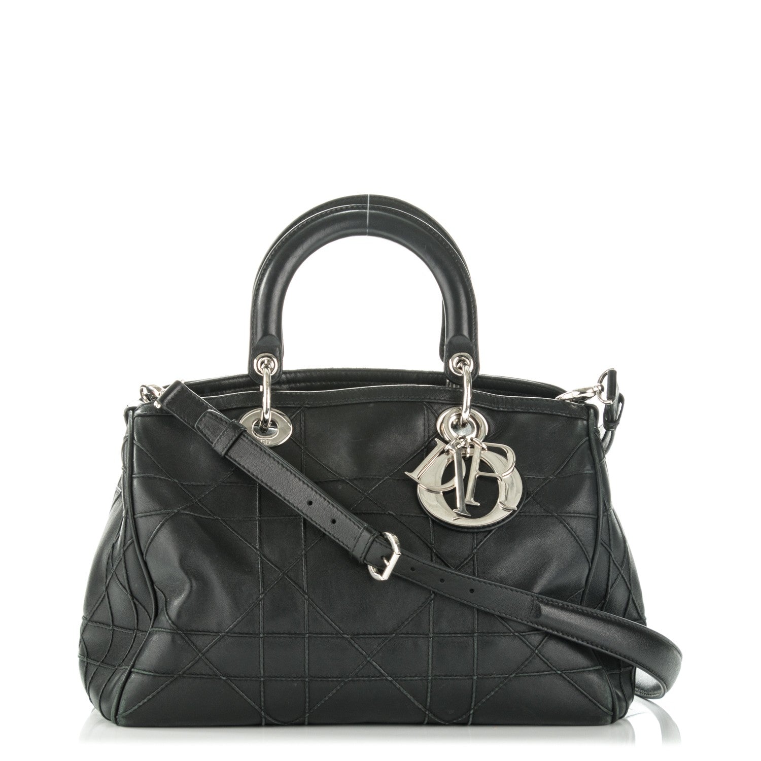 Christian Dior Lambskin Cannage Granville Polochon Black 1 of 7
