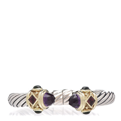 David Yurman Sterling Silver 14K Yellow Gold Amethyst Rhodolite Garnet Peridot 10mm Cable Renaissance Bracelet 1 of 5