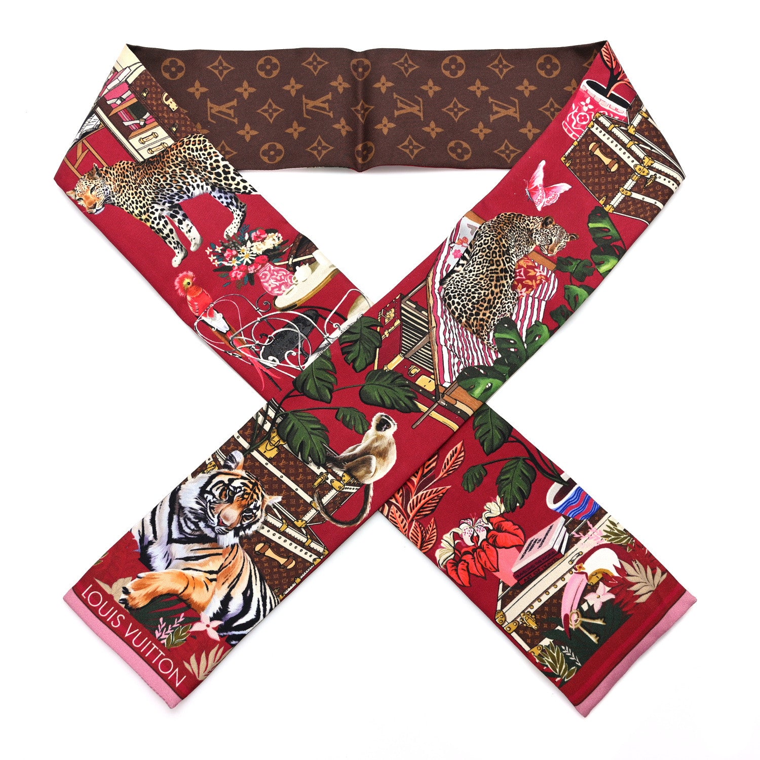 Louis Vuitton Silk Monogram Secret Jungle Bandeau Bordeaux 1 of 4