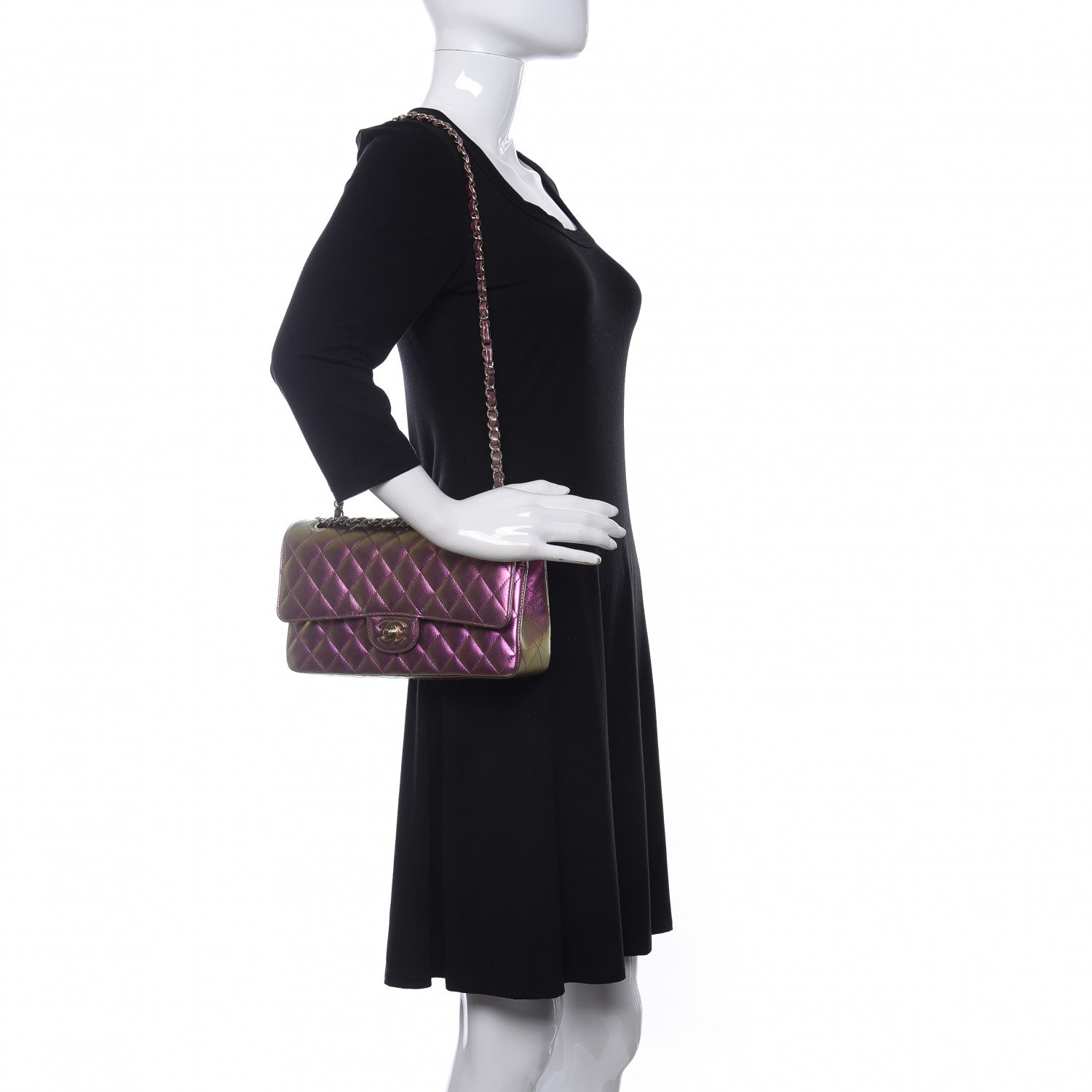 Chanel Iridescent Lambskin Quilted Medium Double Flap Purple 2 of 11