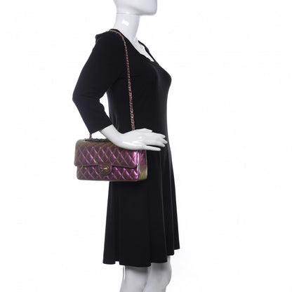 Chanel Iridescent Lambskin Quilted Medium Double Flap Purple 2 of 11