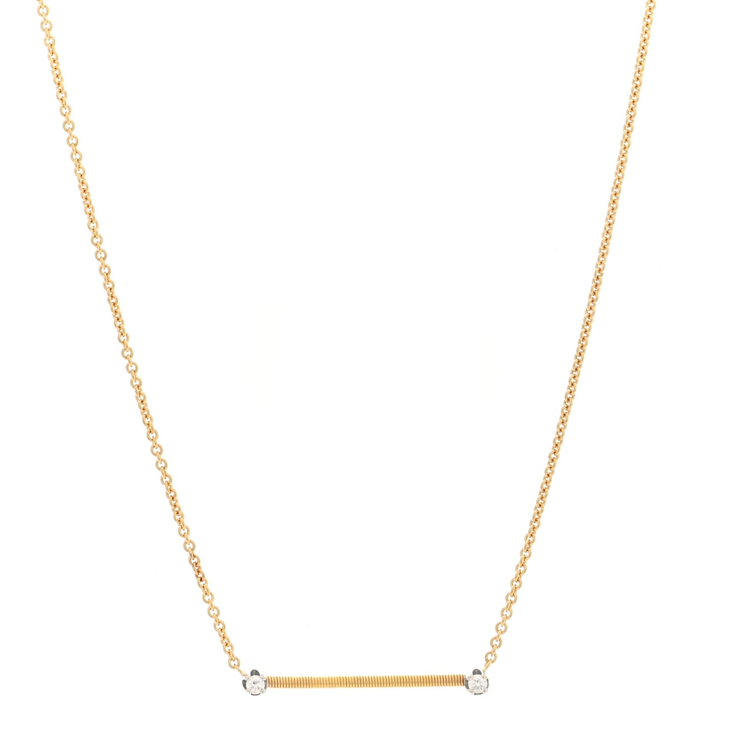 18K Yellow White Gold Diamond Bi49 Bar Station Nekclace