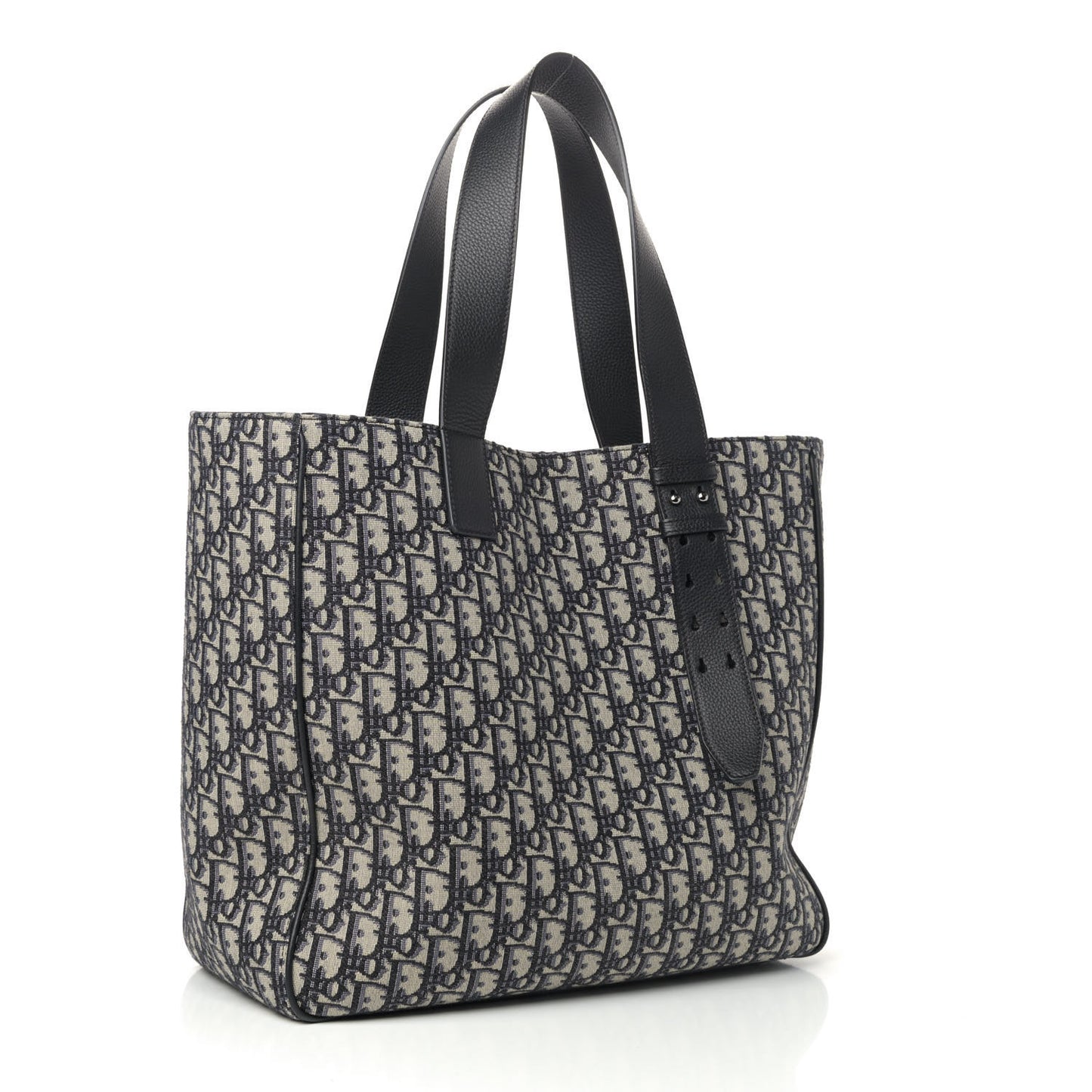 Oblique Saddle Tote Beige Black