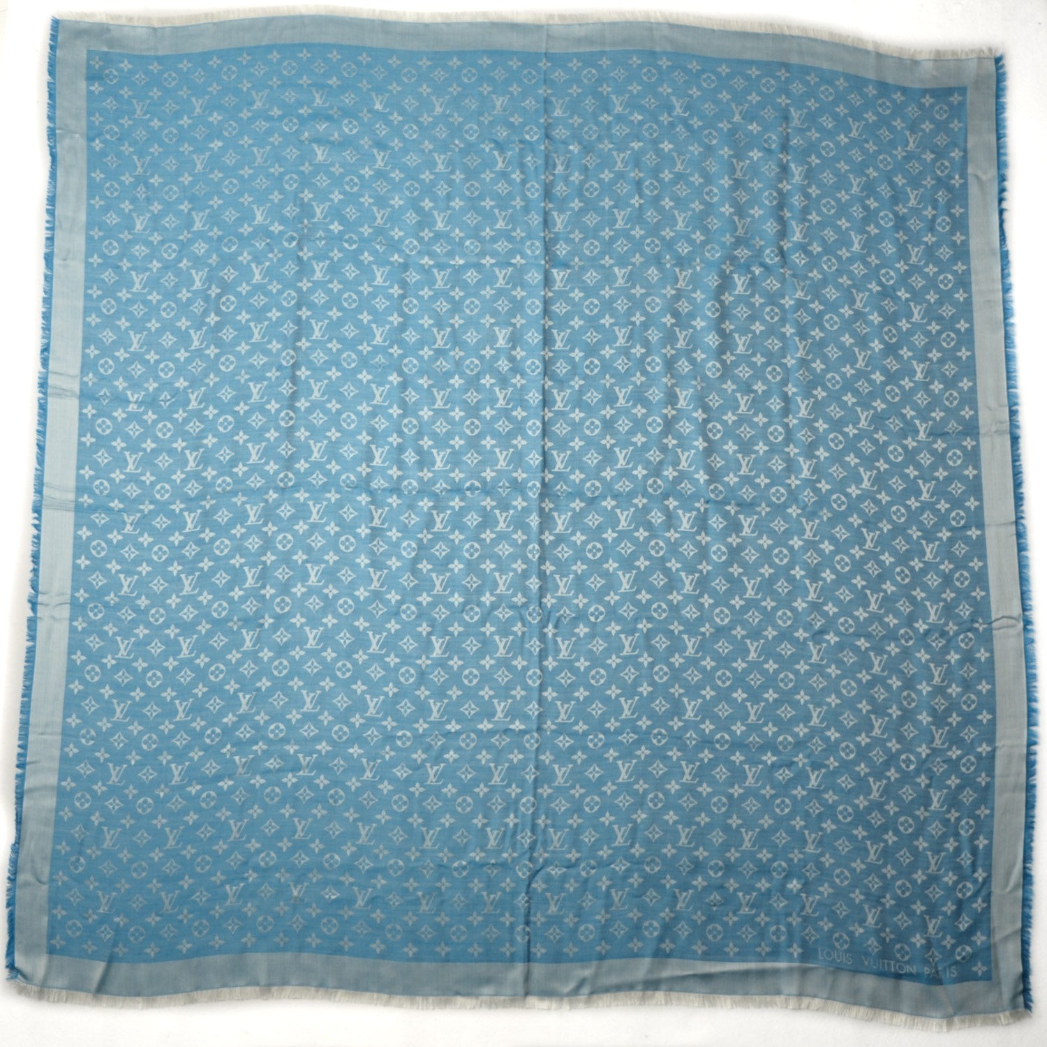 Louis Vuitton Silk Wool Monogram Denim Shawl Bleuet 3 of 6