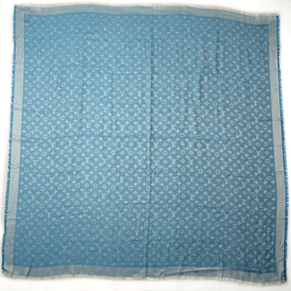Louis Vuitton Silk Wool Monogram Denim Shawl Bleuet 3 of 6