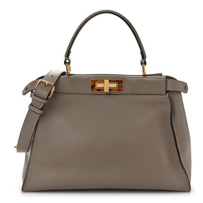 Fendi Vitello Seta Plexiglass Tortoise Medium Peekaboo Iconic Satchel Tortora 1 of 8