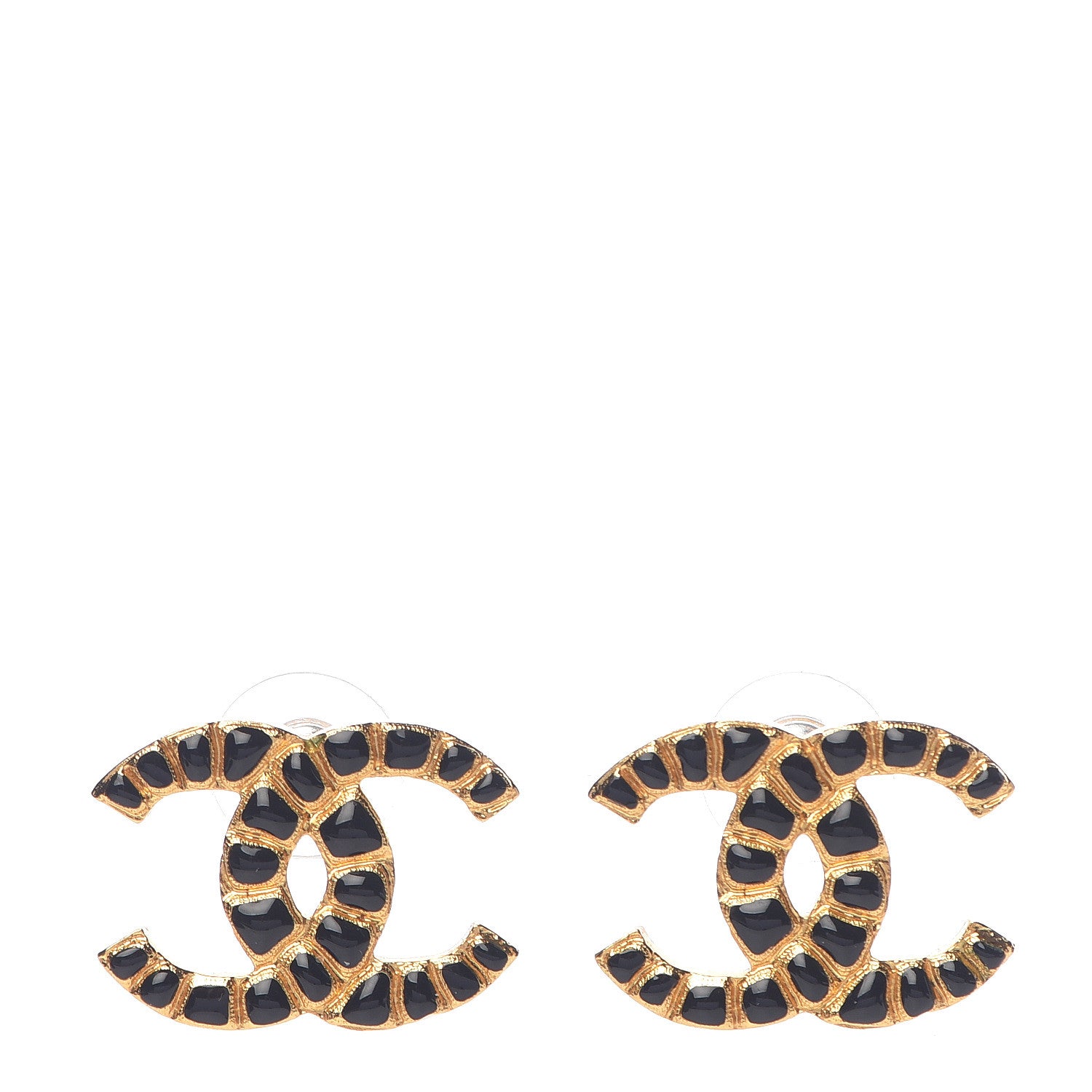 Chanel Resin Along The Nile CC Earrings Gold Black 1 of 5