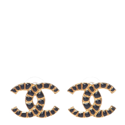 Chanel Resin Along The Nile CC Earrings Gold Black 1 of 5