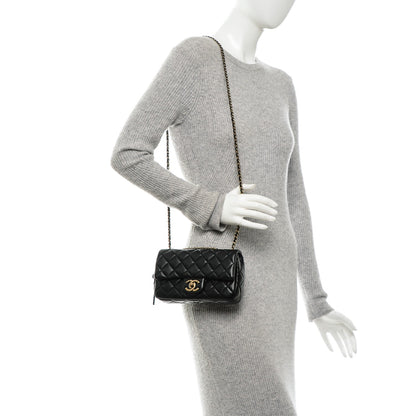 Chanel Lambskin Quilted Meat Packaged Mini Rectangular Flap Black 2 of 10