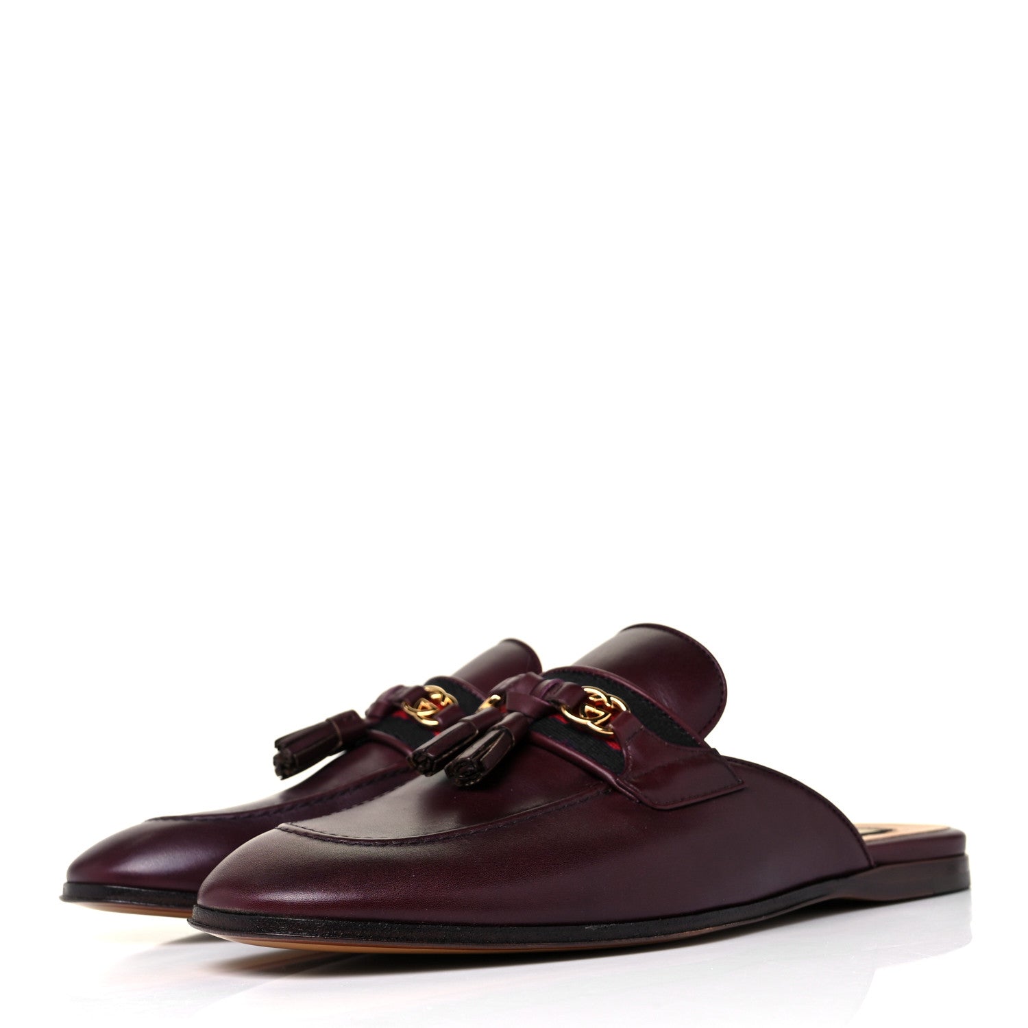 Gucci Web Tassel Women's GG Mules 36 Bordeaux Ruby 3 of 9