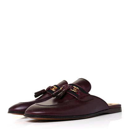 Gucci Web Tassel Women's GG Mules 36 Bordeaux Ruby 3 of 9