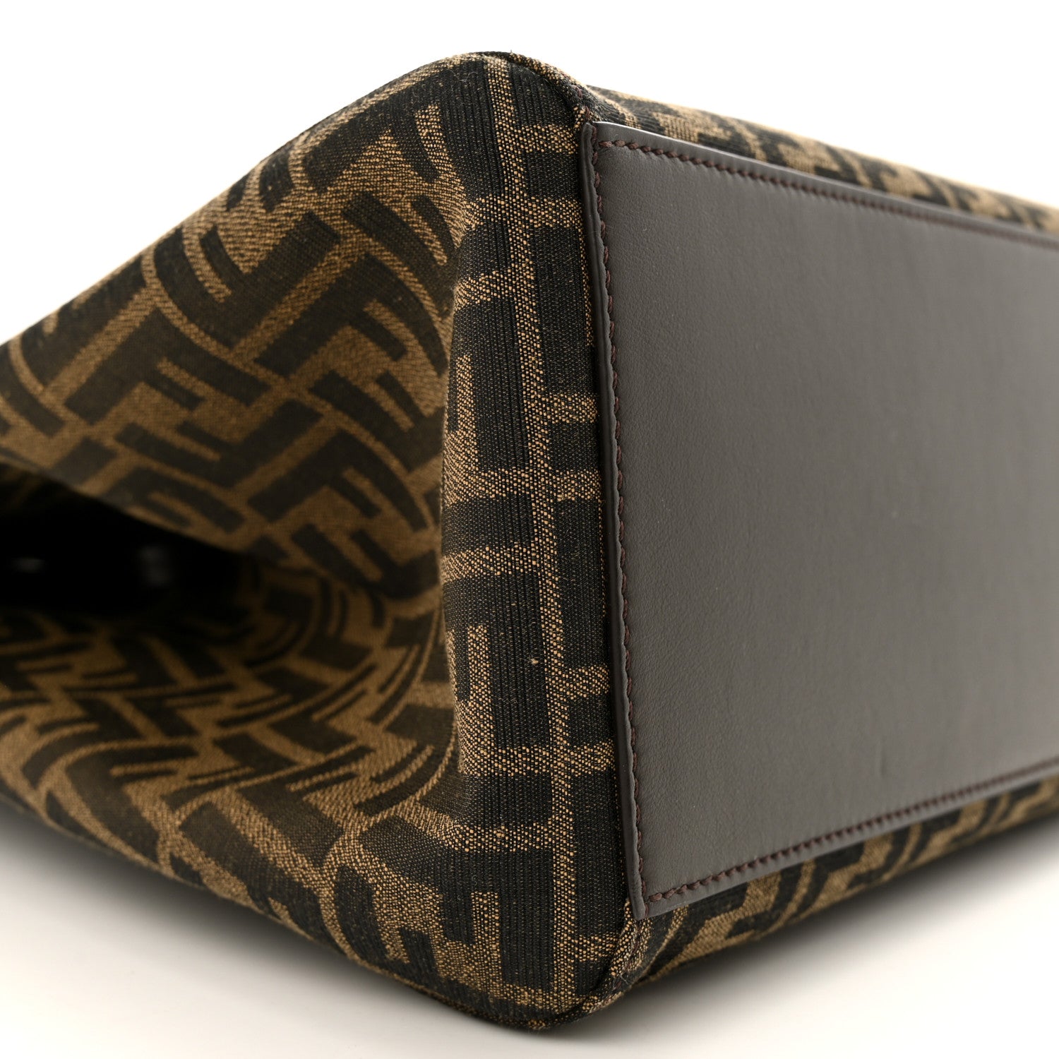 Fendi Fabric Jacquard Vitello Grance FF 1974 Large Fendi Origami Tobacco Moro Ebano 8 of 12