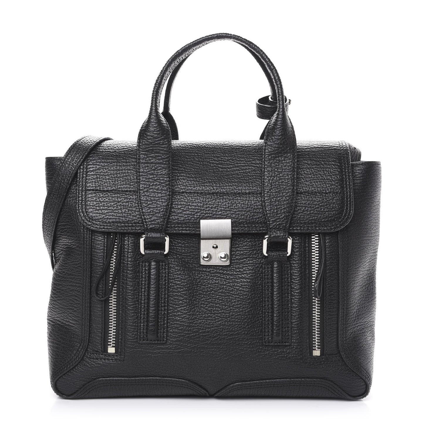 3.1 Textured Calfskin Medium Pashli Satchel Black