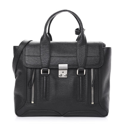 3.1 Phillip Lim 3.1 Textured Calfskin Medium Pashli Satchel Black 1 of 11