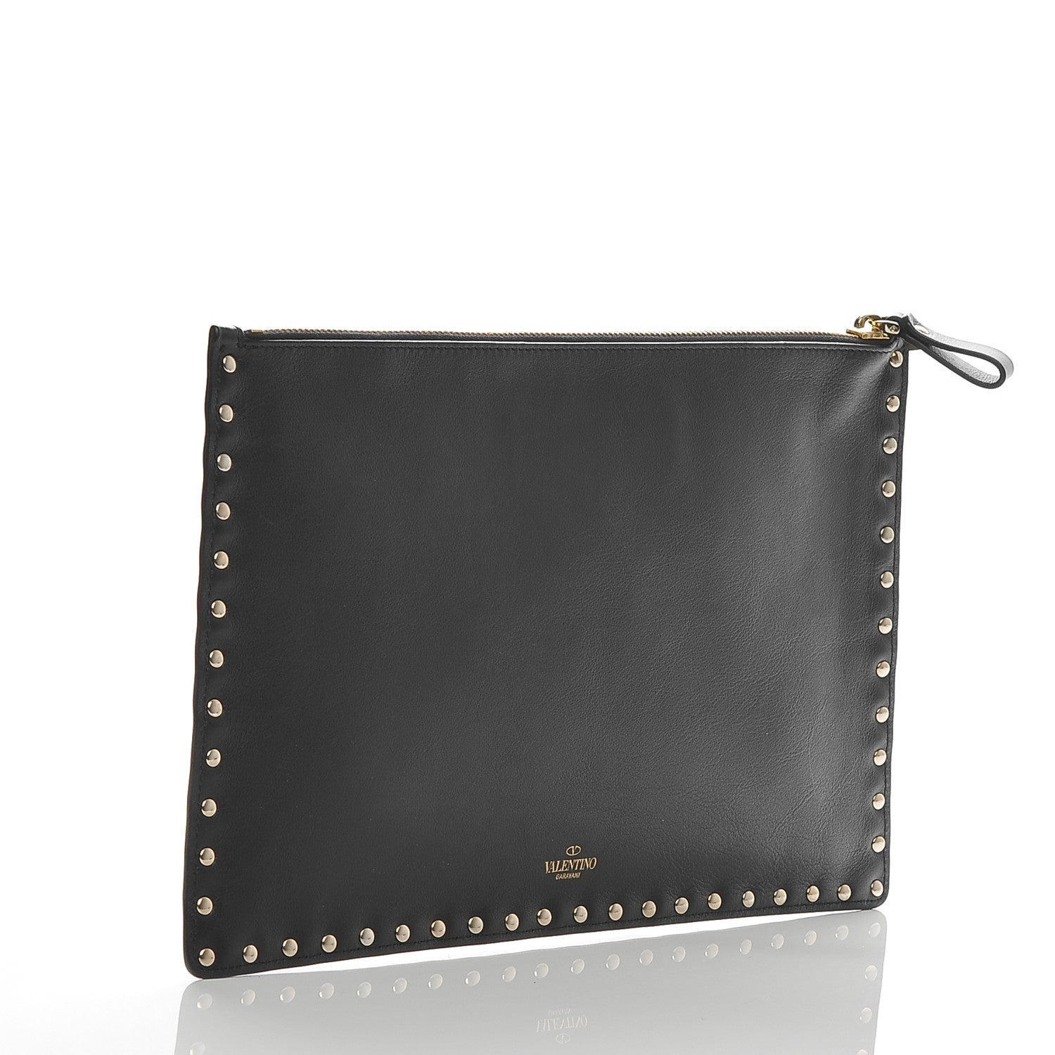 Valentino Garavani Vitello Large Rockstud Zip Pouch Black 3 of 7
