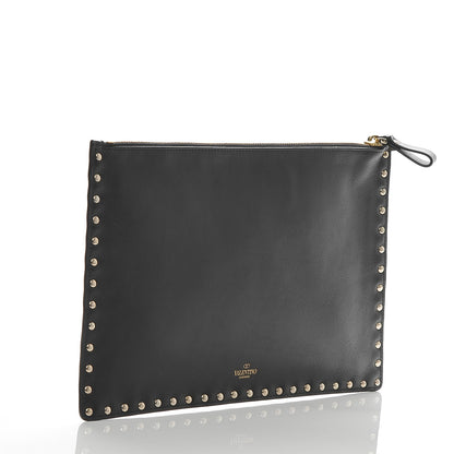 Valentino Garavani Vitello Large Rockstud Zip Pouch Black 3 of 7