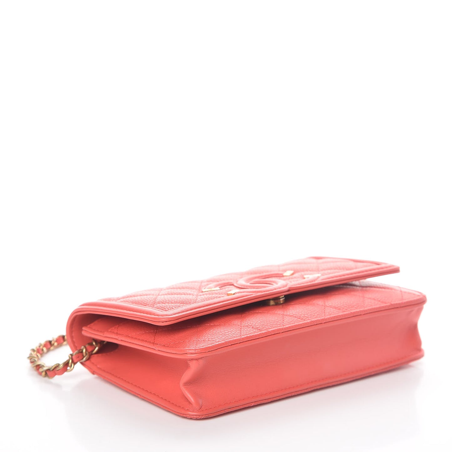 Caviar Quilted CC Filigree Wallet On Chain WOC Red