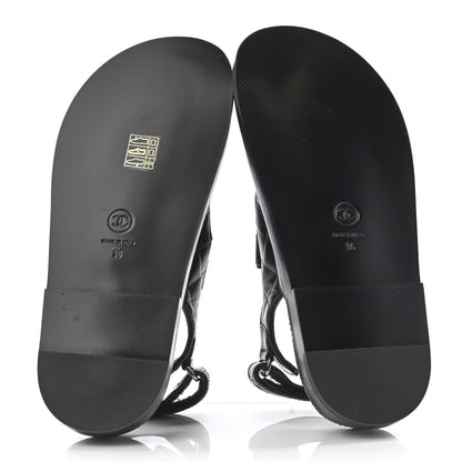 Chanel Lambskin Quilted Velcro Dad Sandals 36 So Black 5 of 8
