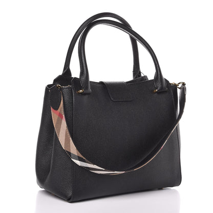 Burberry Soft Grain Calfskin Medium Buckle Tote Black 3 of 7
