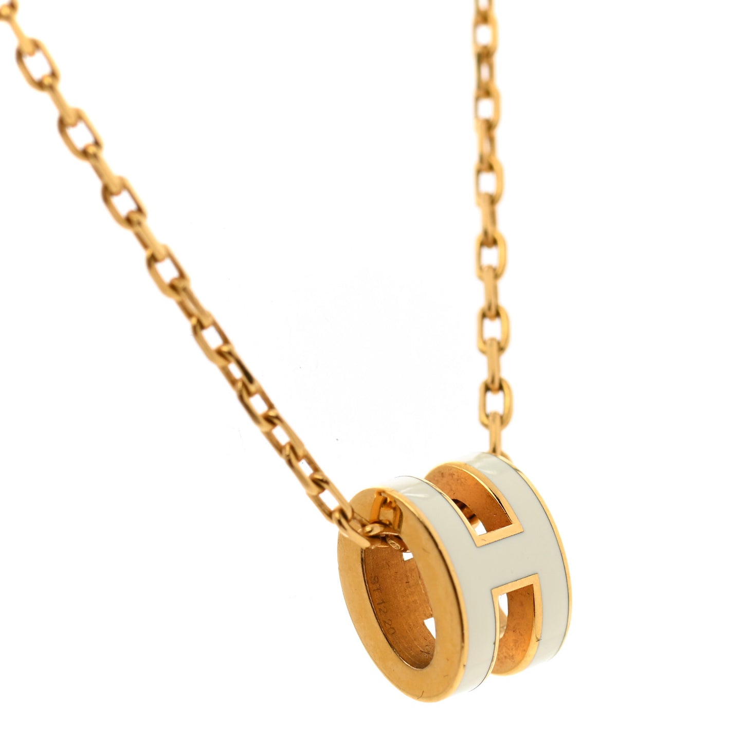 Lacquered Gold Mini Pop H Pendant Necklace White