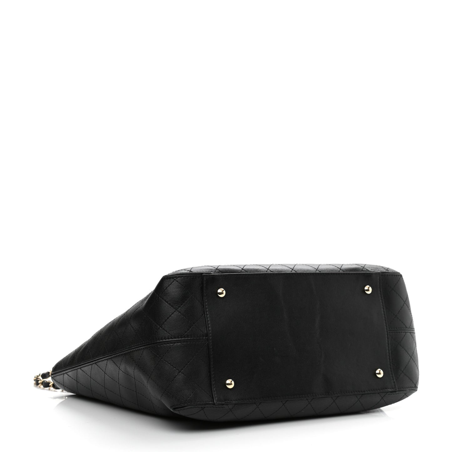 Calfskin Stitched Shopping Tote Black