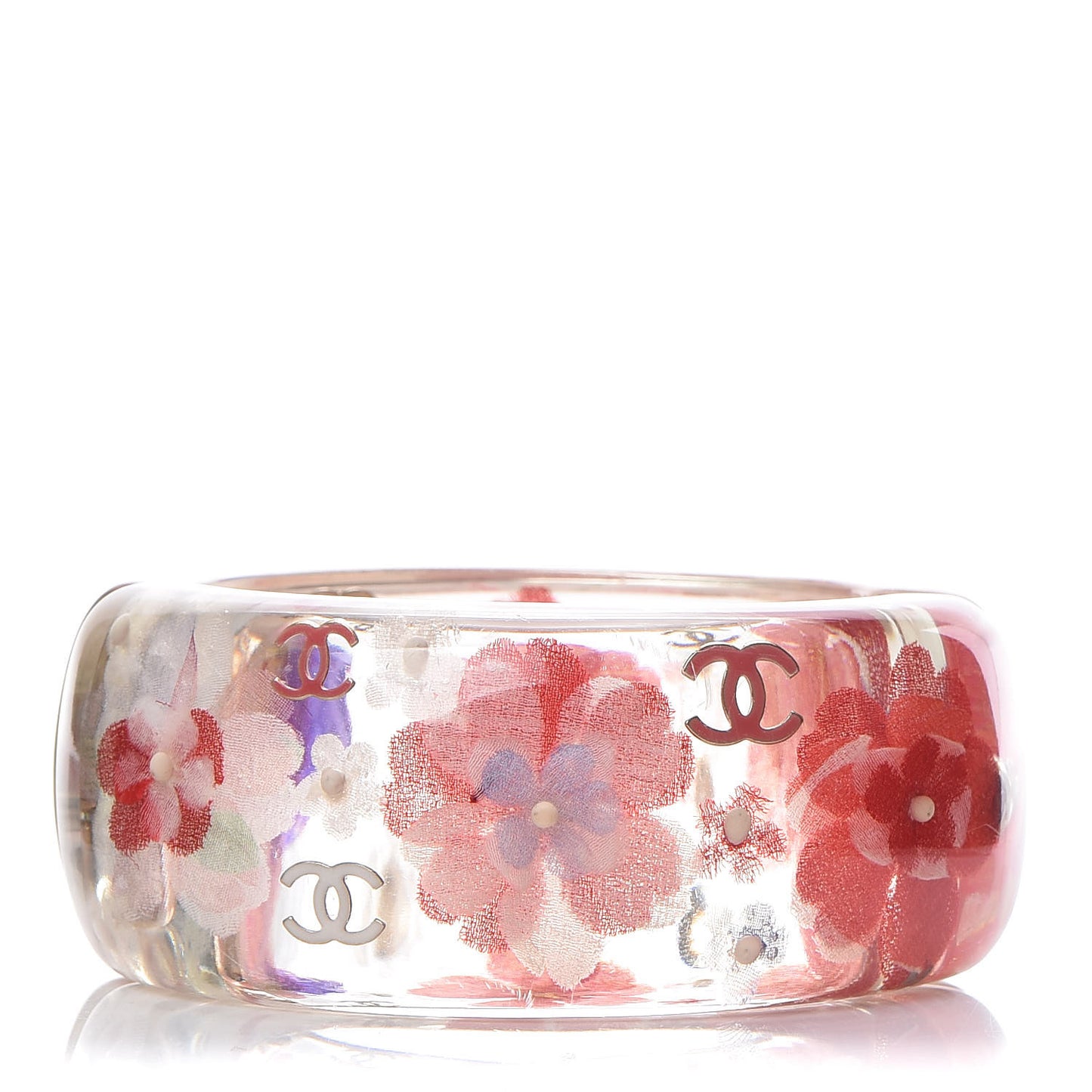 Resin Flower CC Bangle Transparent Pink