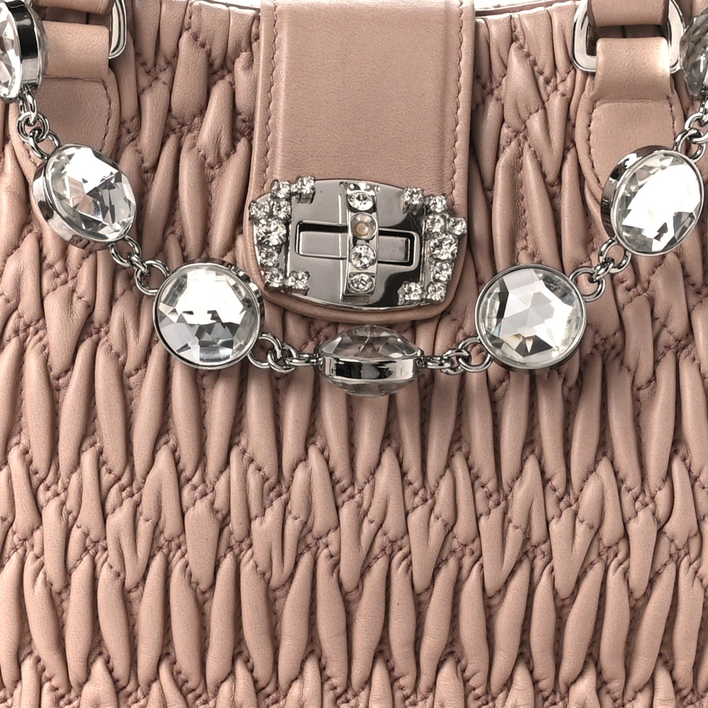 Nappa Matelasse Crystal Top Handle Tote Cammeo