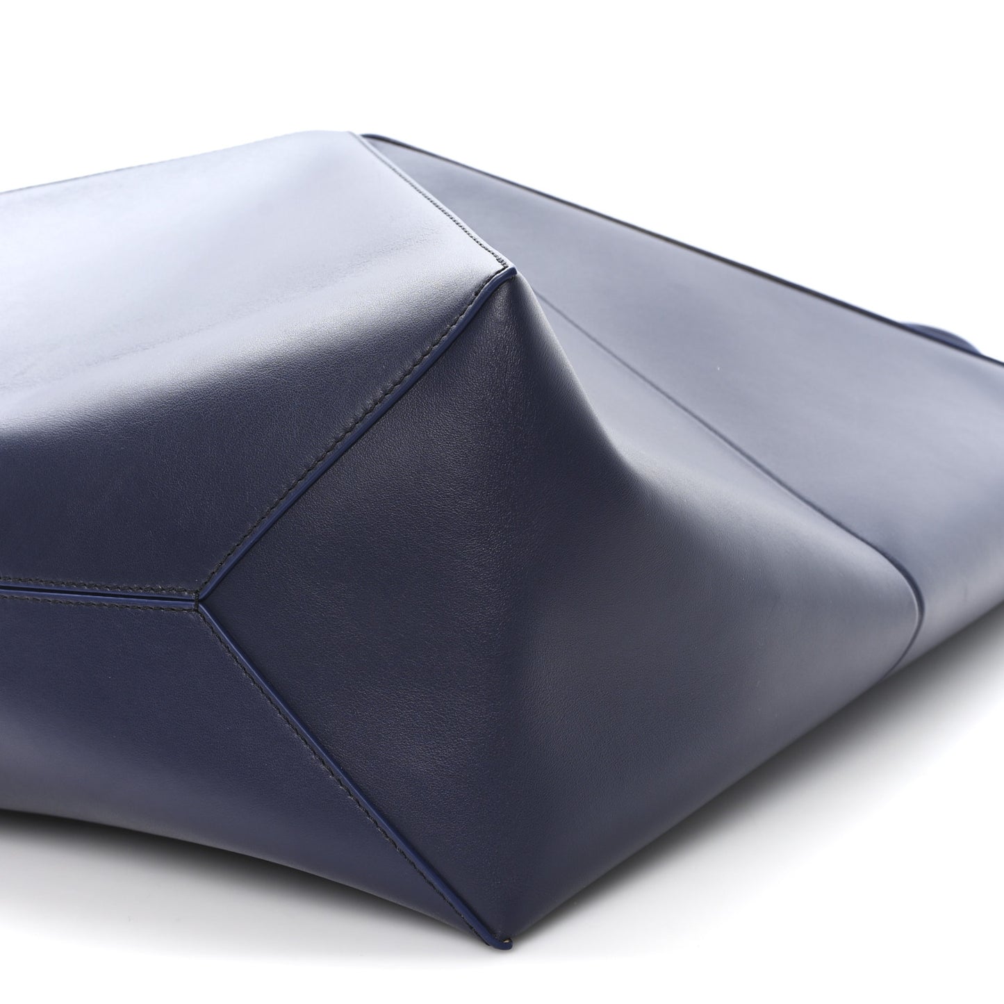 Shiny Calfskin XL Puzzle Fold Tote Abyss Blue