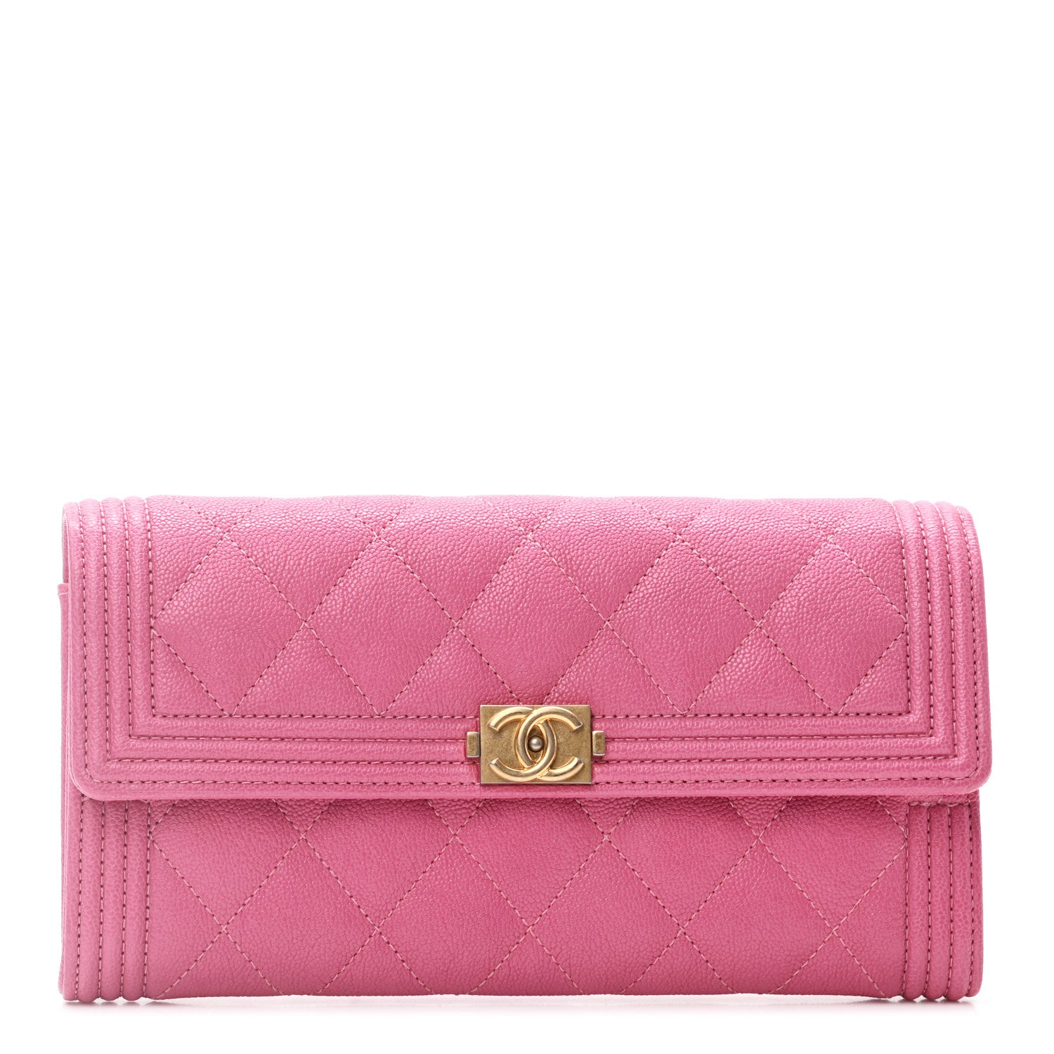 Chanel Caviar Quilted Large Boy Gusset Flap Wallet Pink 1 of 7