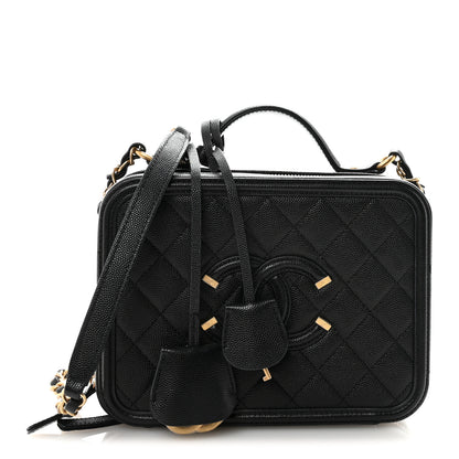 Chanel Caviar Quilted Medium CC Filigree Vanity Case Black 1 of 11