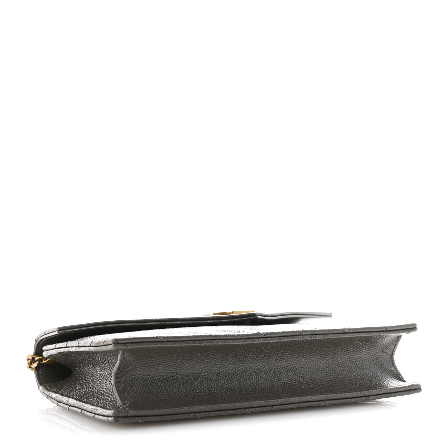 Saint Laurent Grain De Poudre Matelasse Chevron Monogram Envelope Chain Wallet Pebble 4 of 13