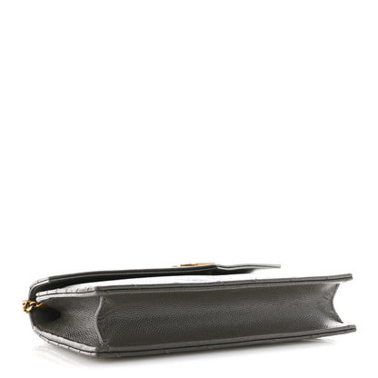 Saint Laurent Grain De Poudre Matelasse Chevron Monogram Envelope Chain Wallet Pebble 4 of 13