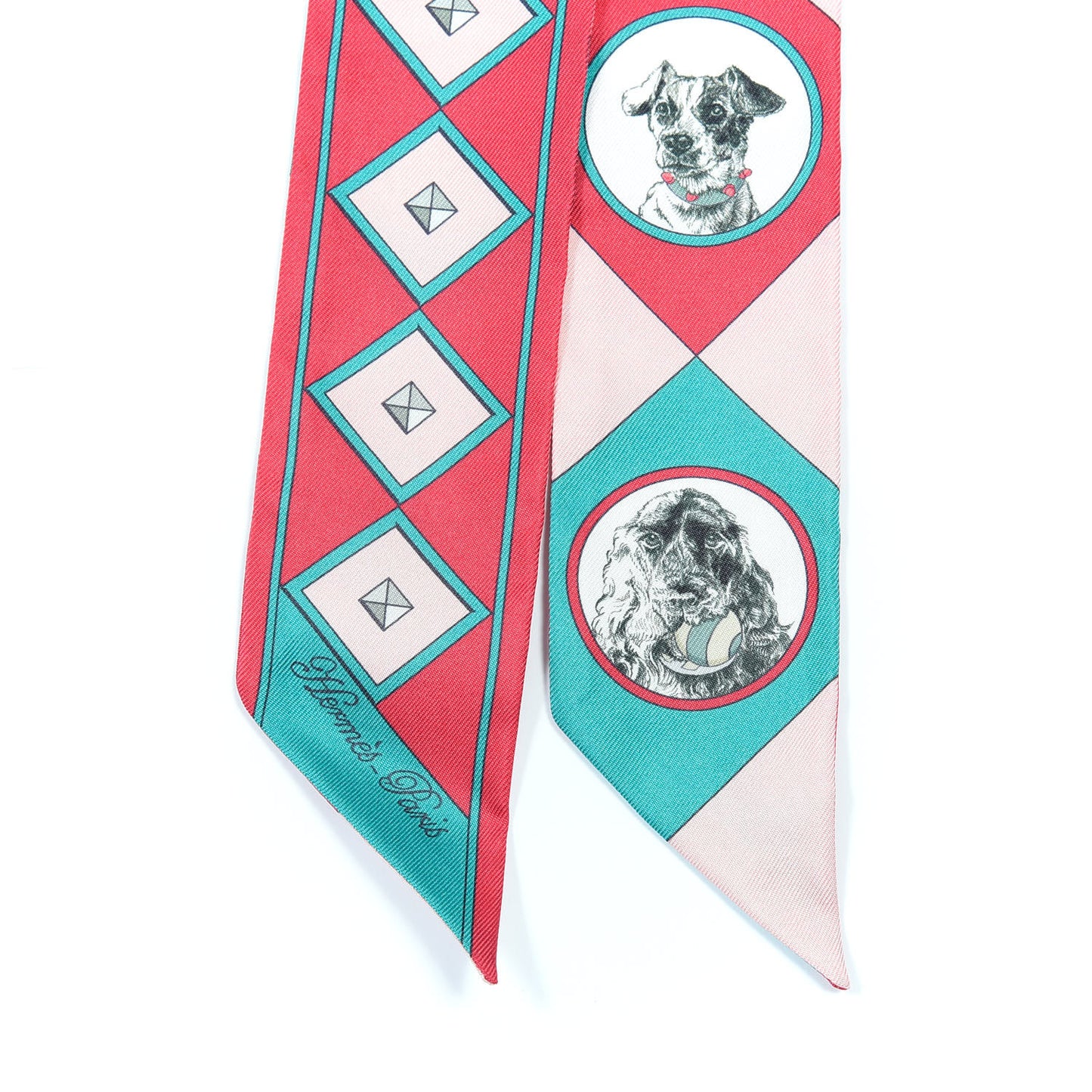 Silk Colliers Et Chiens Twilly Framboise Vert Rose