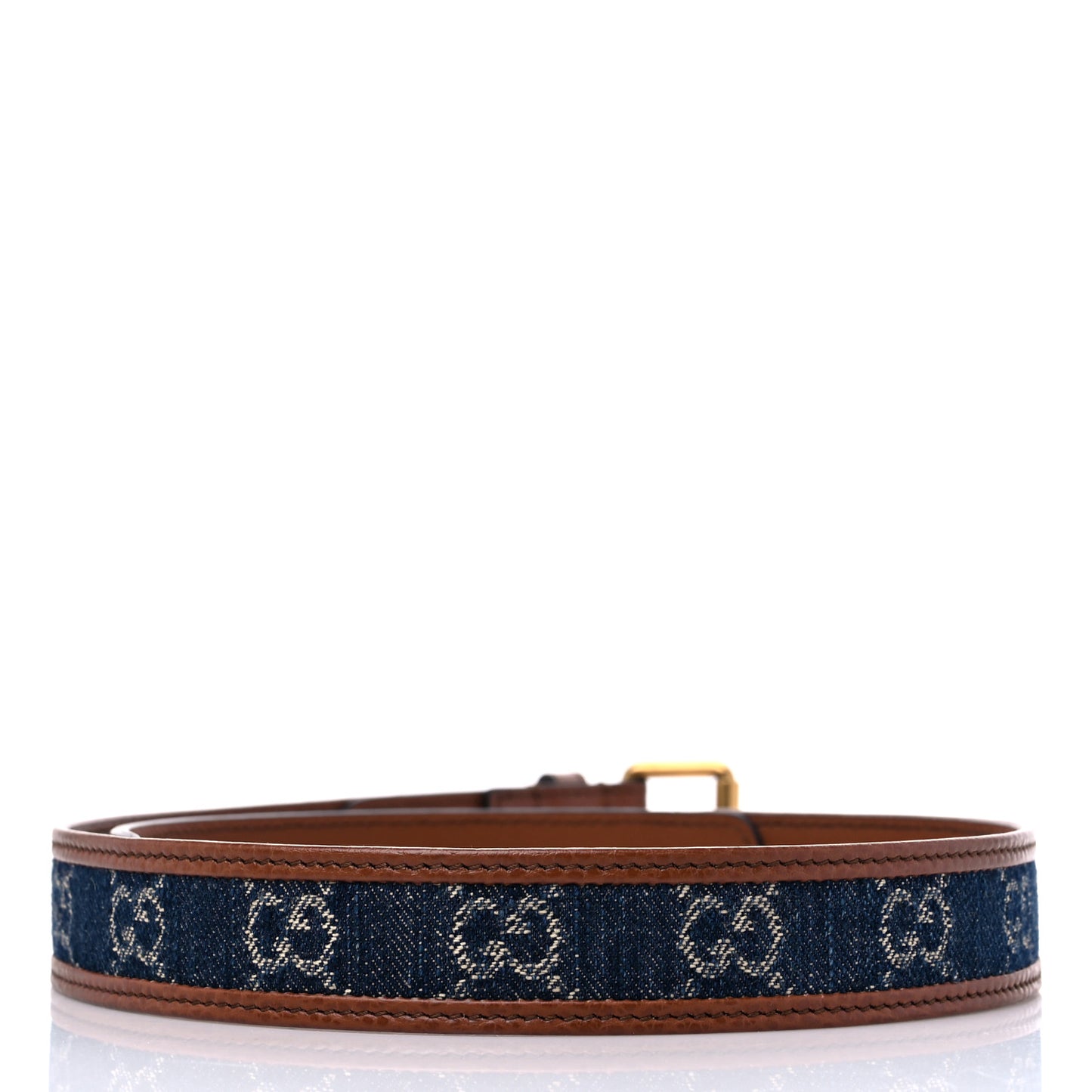 New Denim GG Monogram Dollar Calfskin Belt 70 28 Blue Tea Cuir Epilog