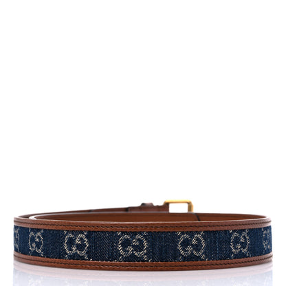 Gucci New Denim GG Monogram Dollar Calfskin Belt 70 28 Blue Tea Cuir Epilog 2 of 4