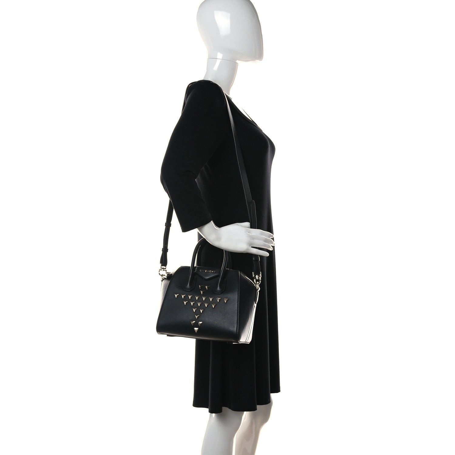 Givenchy Calfskin Triangle Studded Small Antigona Black 2 of 15