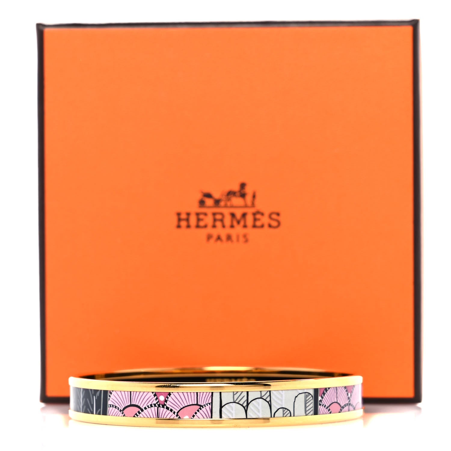 Hermes Enamel Printed Narrow Tree of Song Bracelet 70 Faux Gris 6 of 6