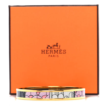 Hermes Enamel Printed Narrow Tree of Song Bracelet 70 Faux Gris 6 of 6