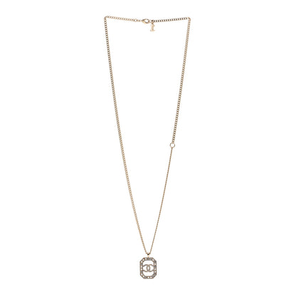 Chanel Crystal Pearl CC Square Pendant Necklace Gold 3 of 5