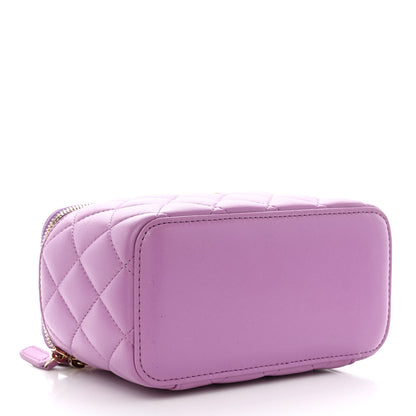 Chanel Lambskin Quilted Pearl Crush Small Vanity Case With Chain Purple 4 of 11