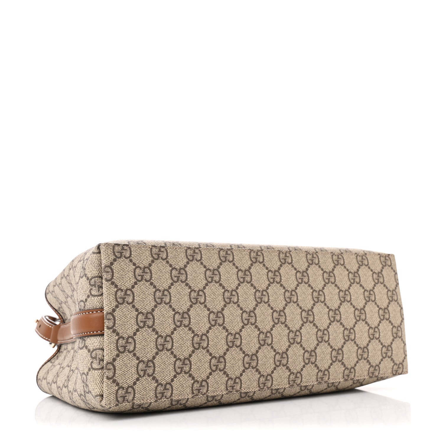 Gucci GG Supreme Monogram Emblem Medium Tote Bag Beige Dark Brown 4 of 11