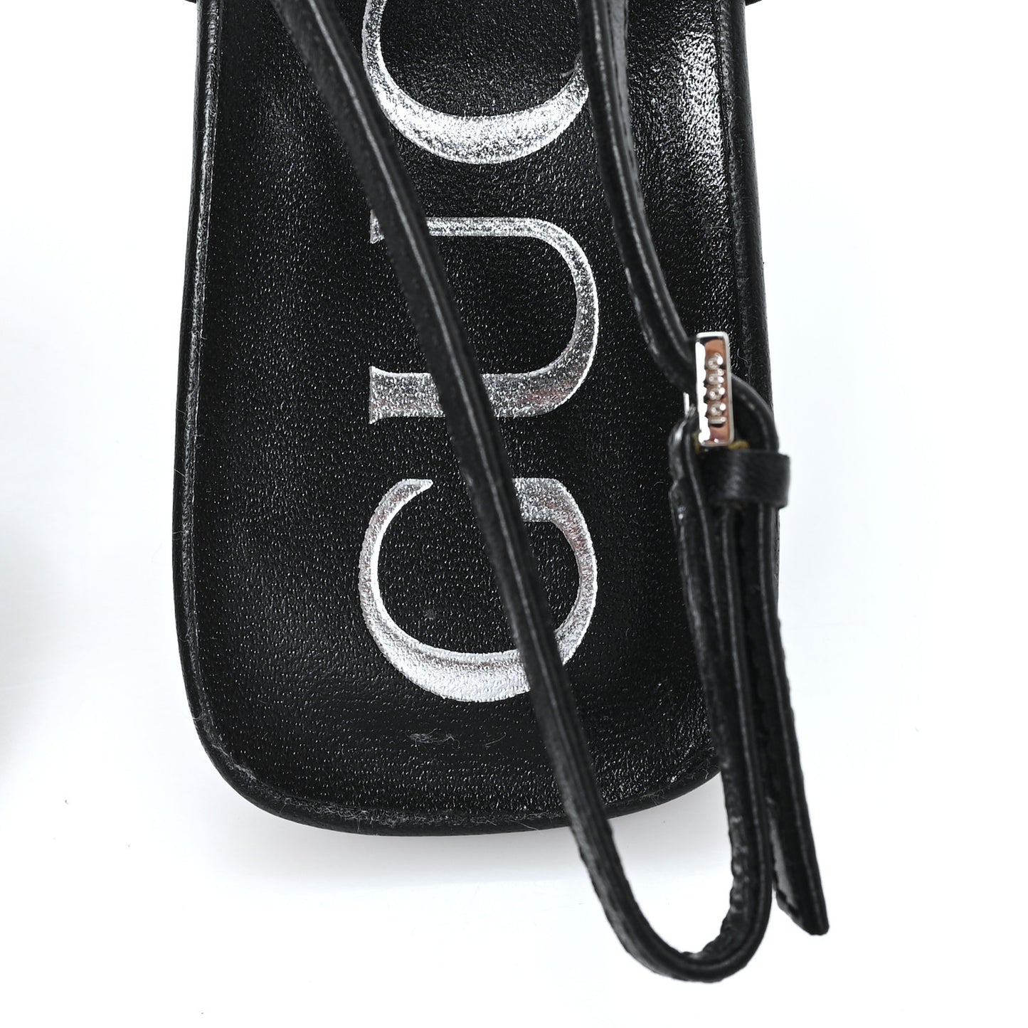 Tela Retino Nappa Charlotte Crystal GG Monogram Square G 75mm Slingback Pumps 36.5 Black