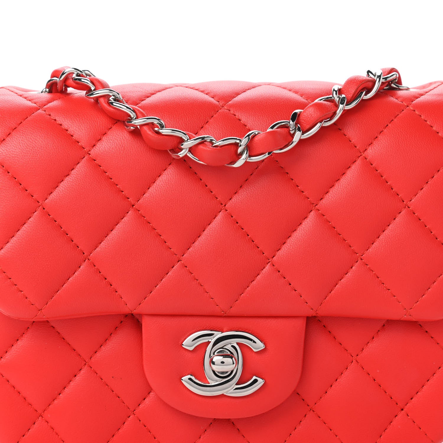 Chanel Lambskin Quilted Mini Square Flap Red 10 of 11