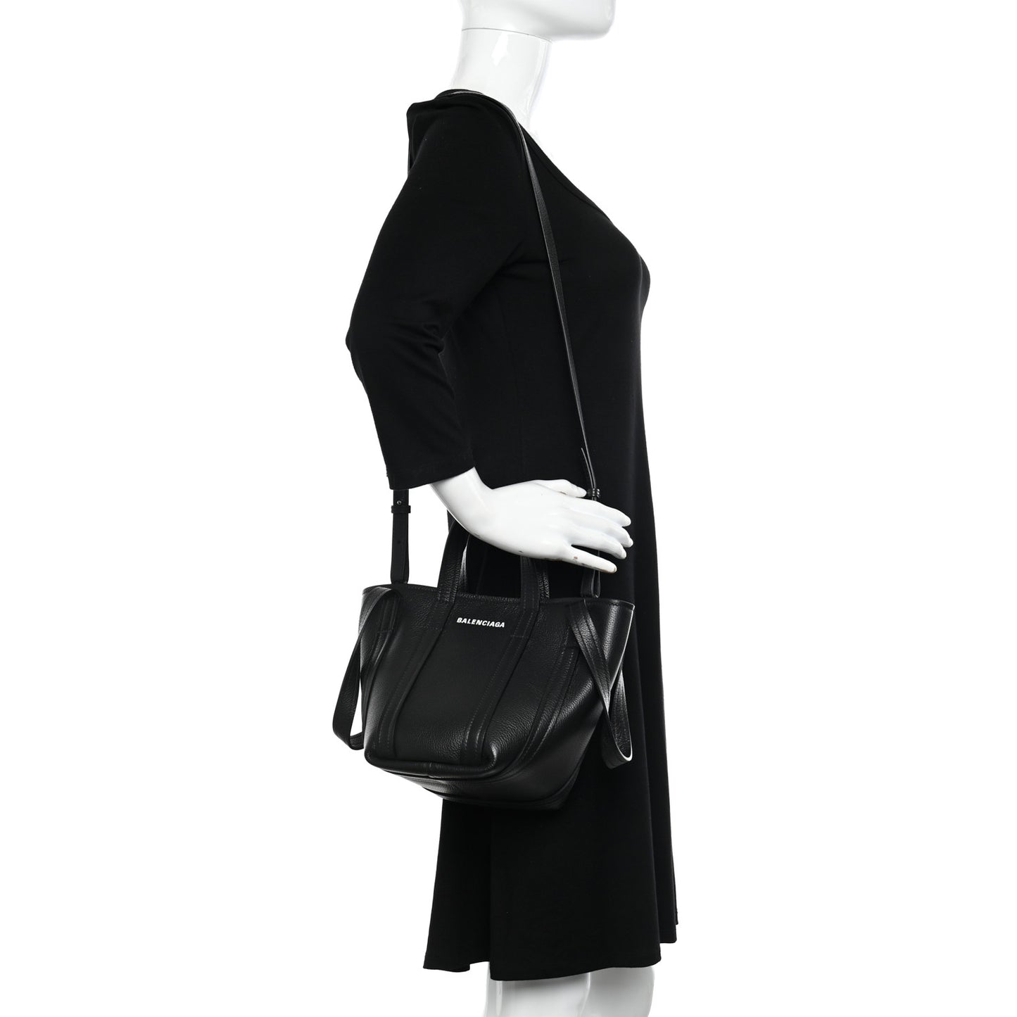 Grained Calfskin XS Everyday North South Shoulder Tote Bag Black