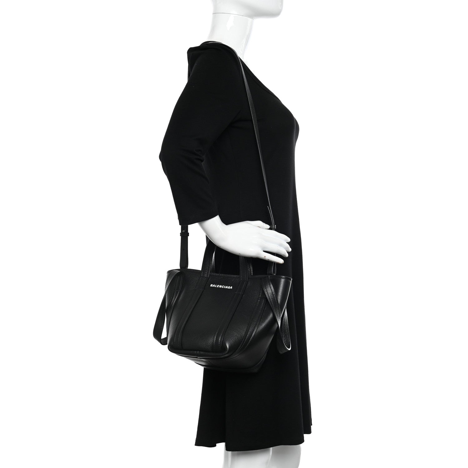 Balenciaga Grained Calfskin XS Everyday North South Shoulder Tote Bag Black 3 of 12