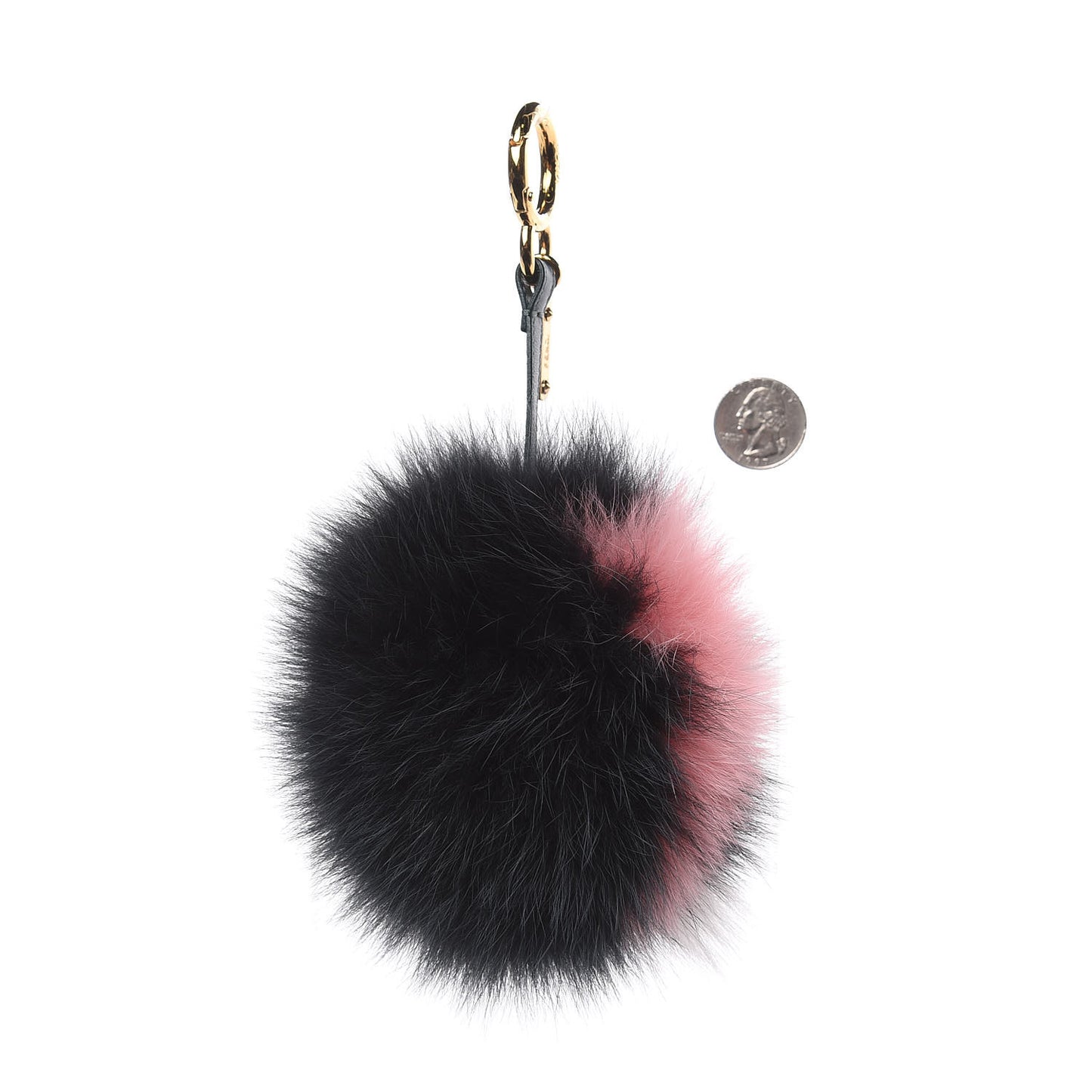 Fox Fur Nappa FF Pom Pom Bag Charm Black Foresta Bubblegum Cheesecake