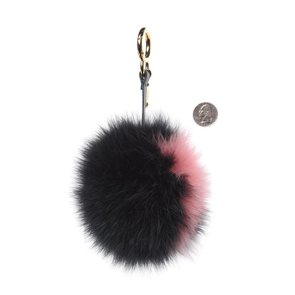 Fendi Fox Fur Nappa FF Pom Pom Bag Charm Black Foresta Bubblegum Cheesecake 2 of 3
