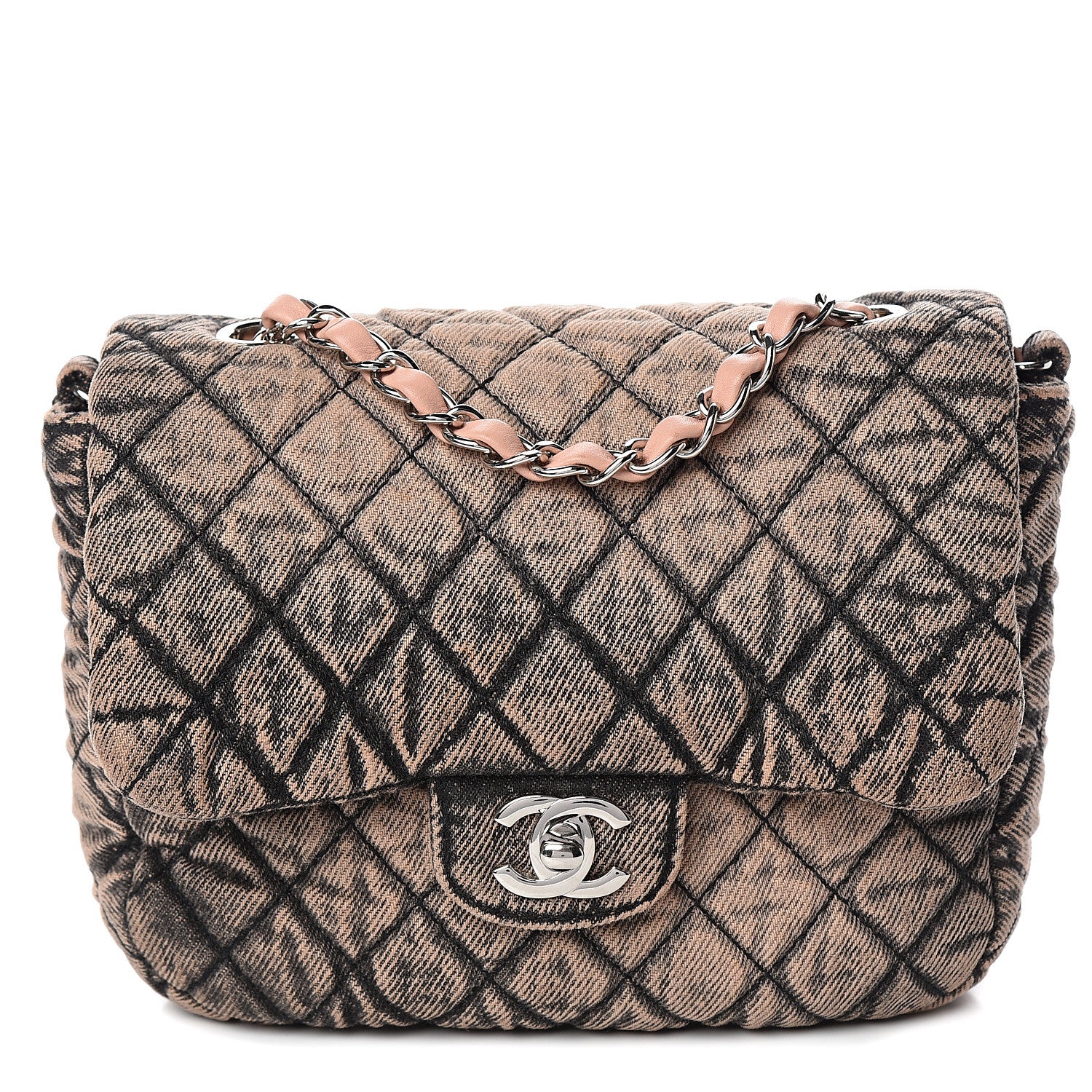 Chanel Denim Quilted Small Flap Light Pink Black 1 of 13