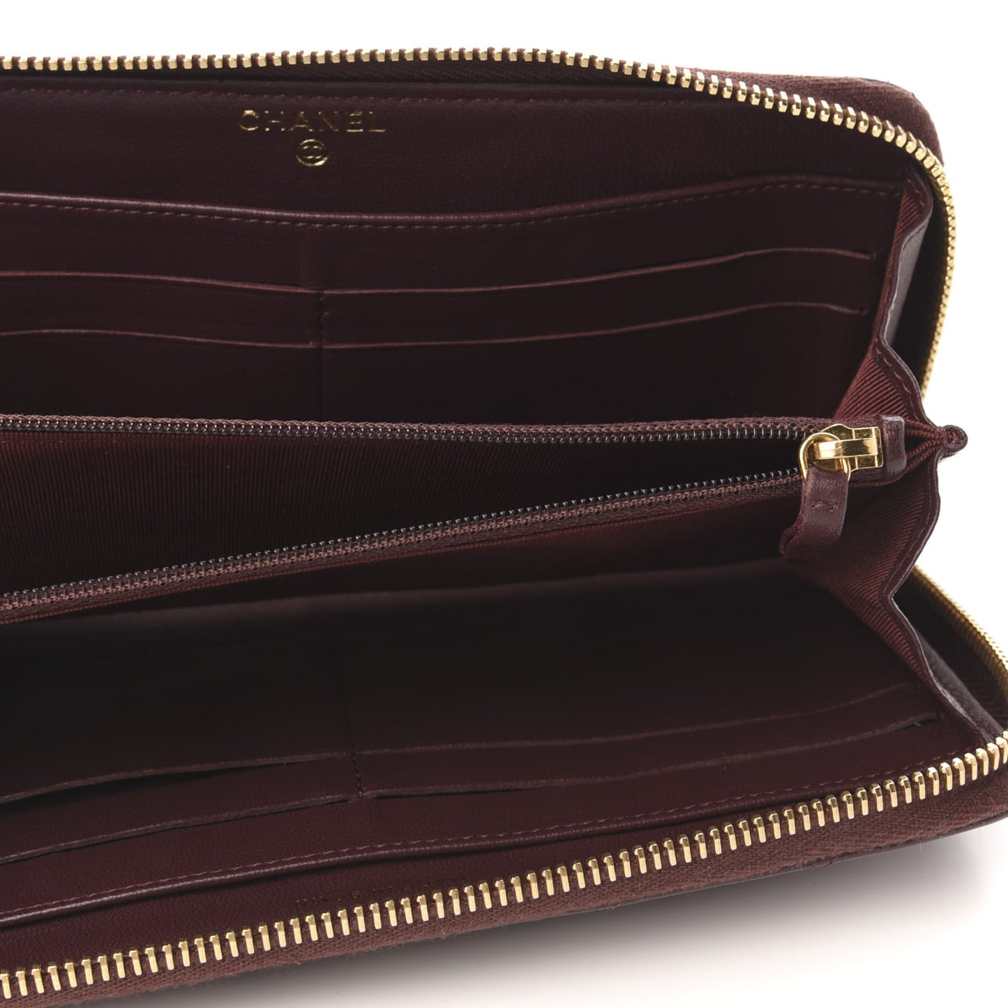 Lambskin Quilted Large Gusset Zip Around Wallet Burgundy